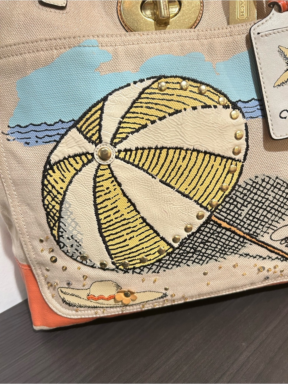 Coach Pierre Le-Tan Beach Umbrella Canvas Tote (Style# 14962) limited-edition - Picture 9 of 16